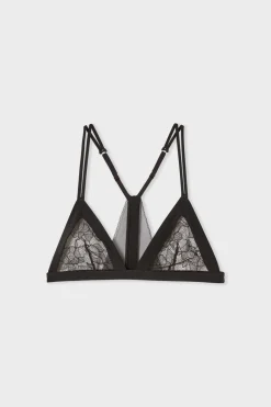 ETAM Sujetador triangular sin aros de encaje NEGRO
