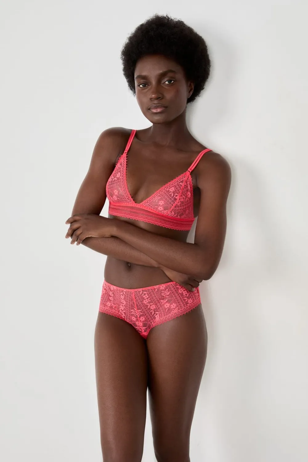 New ETAM Sujetador triangular sin aros de encaje ROSA