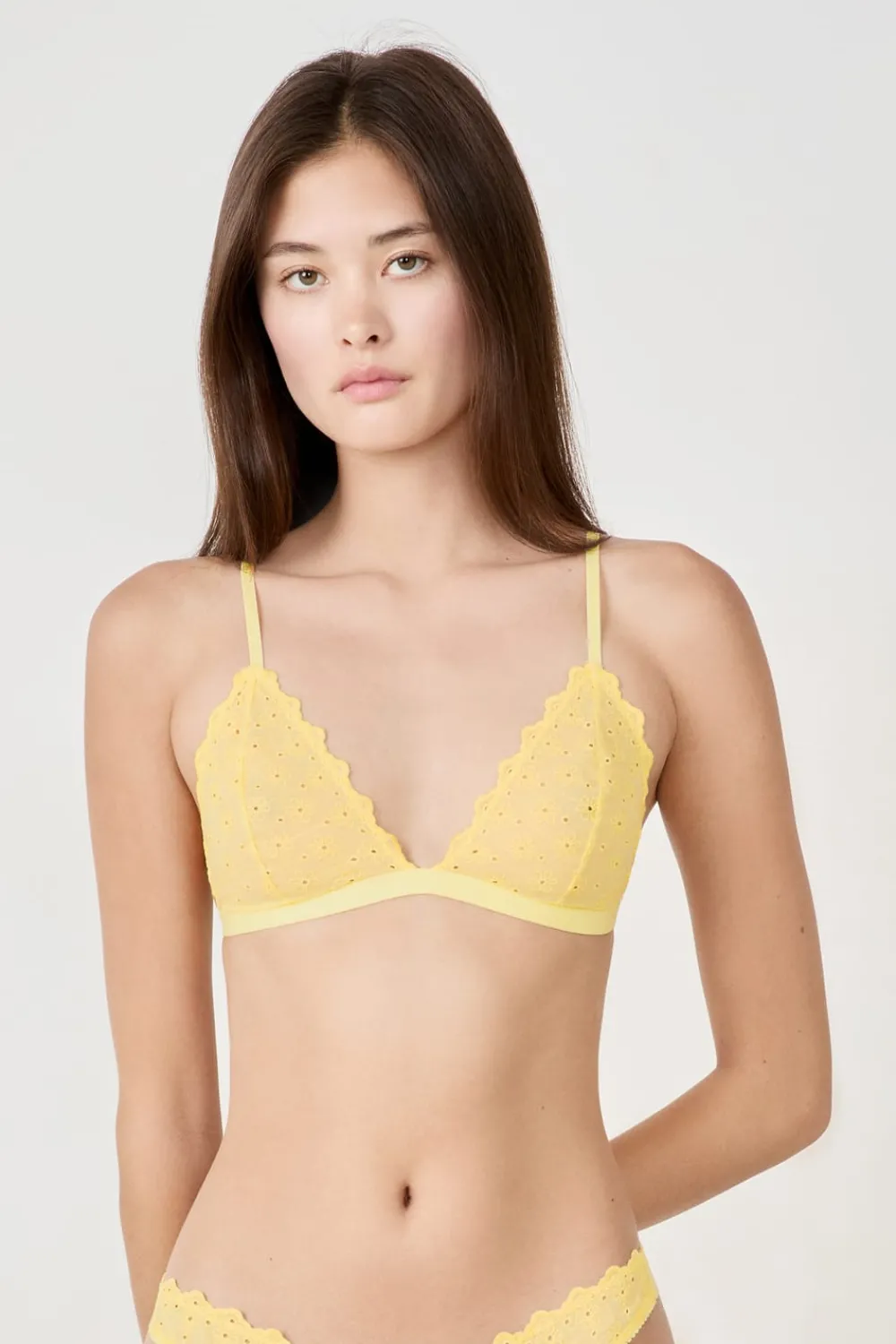 Discount ETAM Sujetador triángulo con bordado AMARILLO ÁCIDO