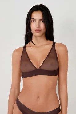 Discount ETAM Sujetador triángulo sin aros de tull CHOCOLATE