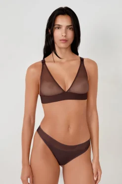 Discount ETAM Sujetador triángulo sin aros de tull CHOCOLATE