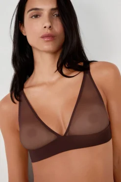 Discount ETAM Sujetador triángulo sin aros de tull CHOCOLATE