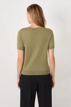 Clearance ETAM Suéter cuello en V manga corta ARCILLA