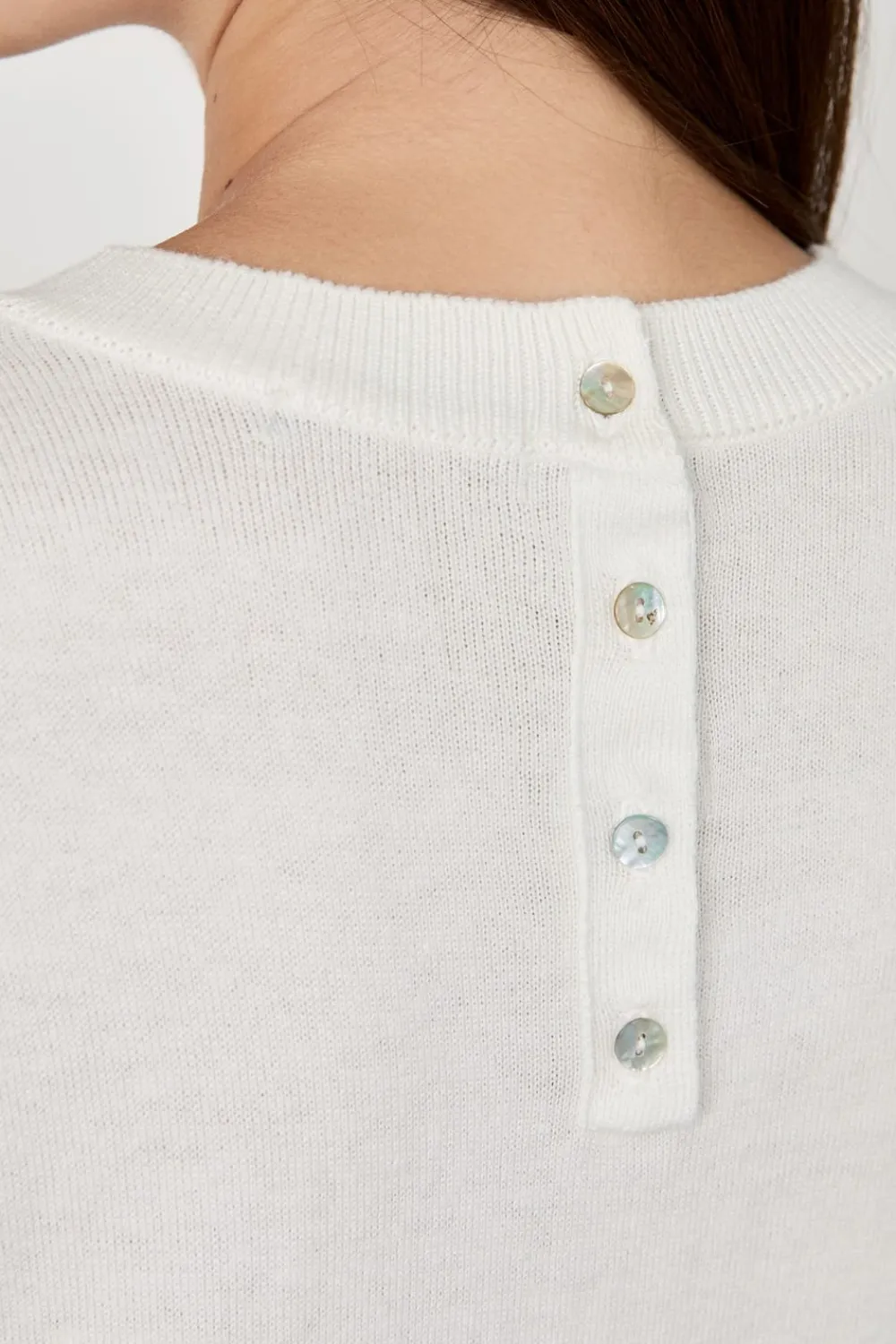 Sale ETAM Suéter de manga corta cuello redondo BLANCO