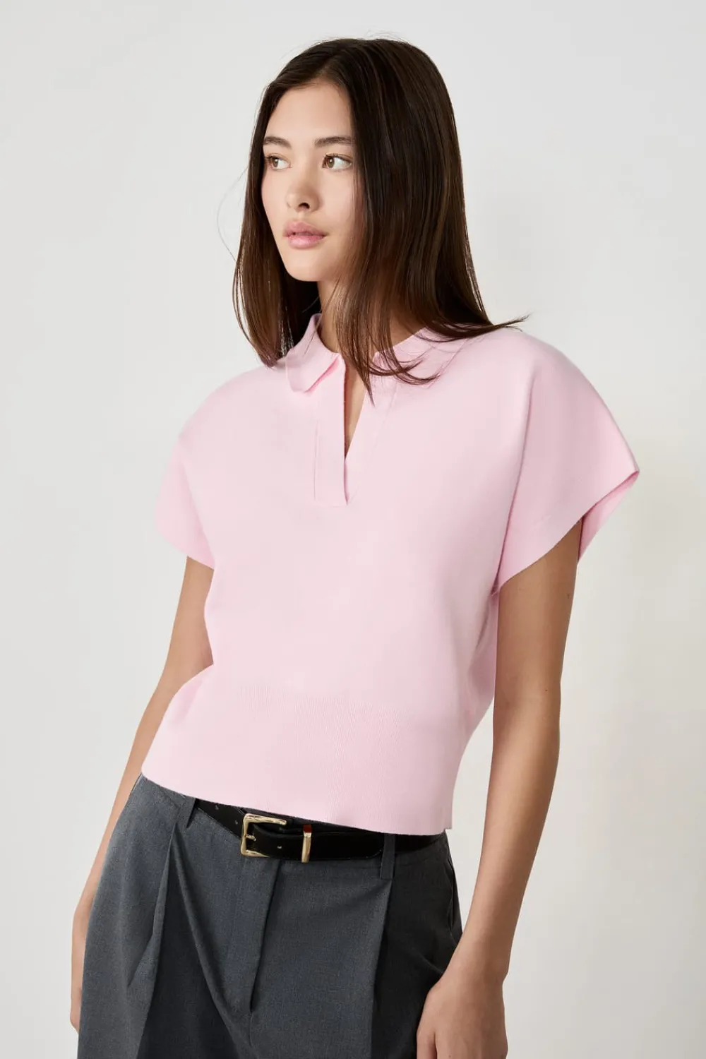 Discount ETAM Suéter sin mangas cuello Polo ROSA EMPOLVADOS