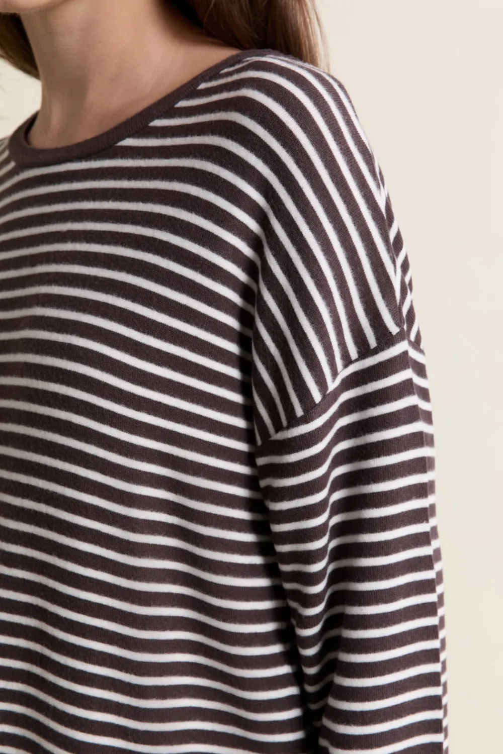 Hot ETAM Sweatshirt de pyjama à rayures CHOCOLAT