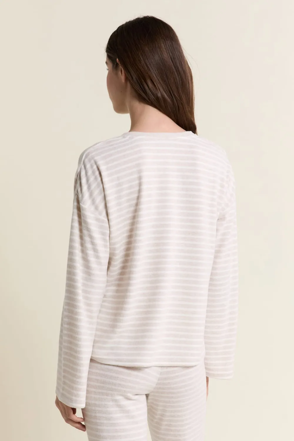 Online ETAM Sweatshirt de pyjama à rayures BEIGE