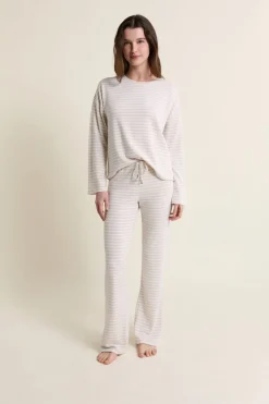 Online ETAM Sweatshirt de pyjama à rayures BEIGE