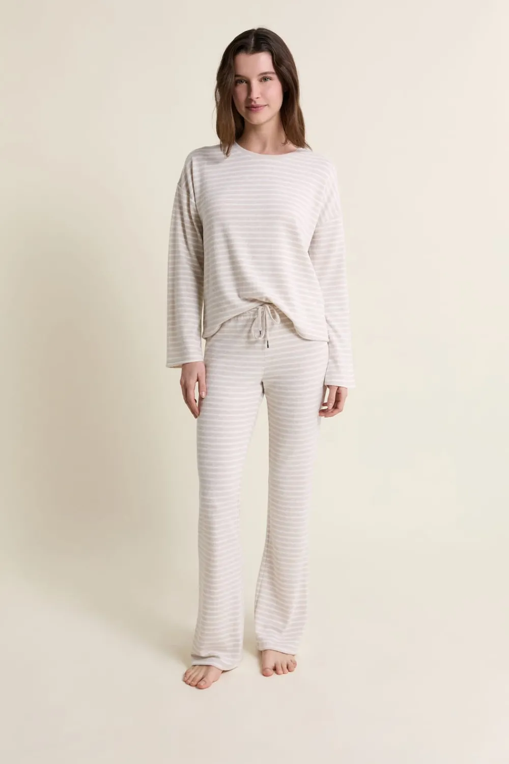 Online ETAM Sweatshirt de pyjama à rayures BEIGE
