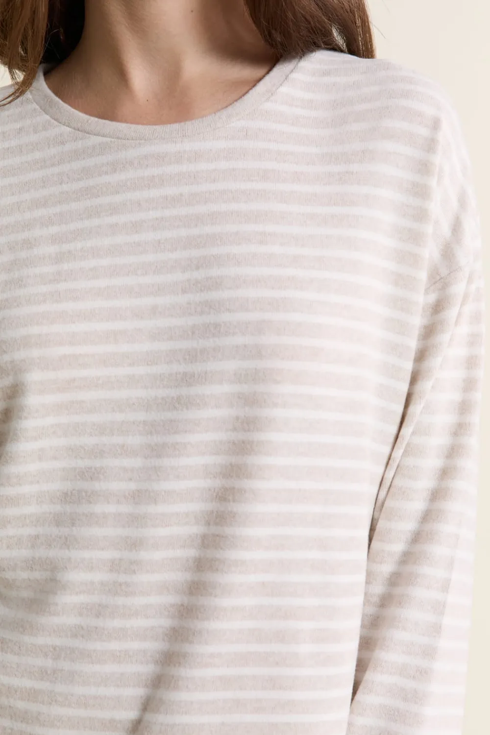 Online ETAM Sweatshirt de pyjama à rayures BEIGE