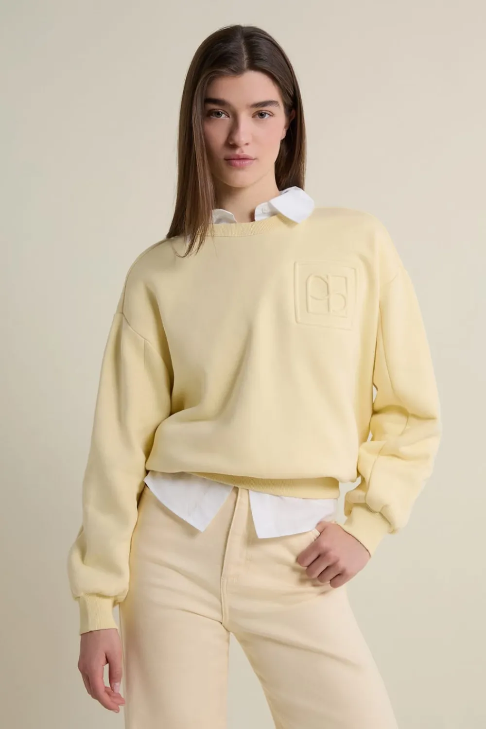 Clearance ETAM Sweatshirt manches longues VANILLE