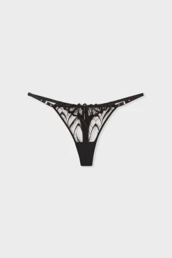 Best ETAM Tanga bordado NEGRO
