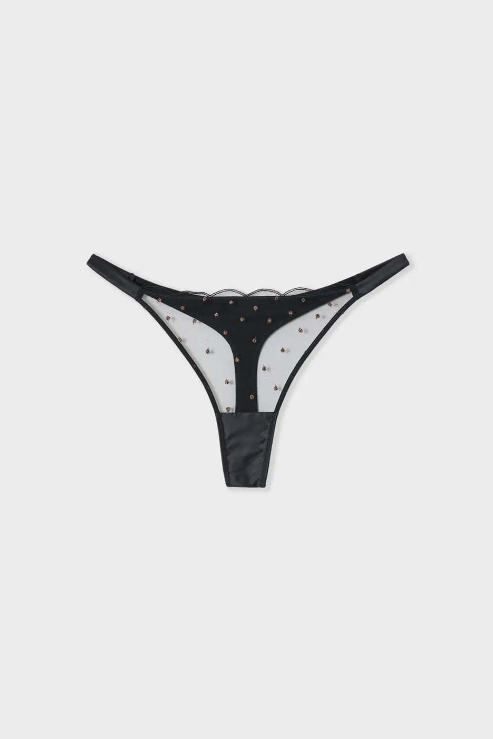 Online ETAM Tanga bordado NEGRO
