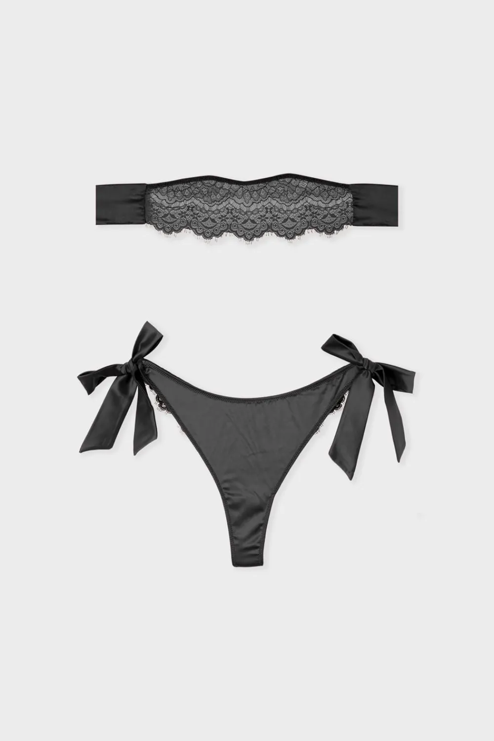 Best ETAM Tanga bordado con lazos NEGRO