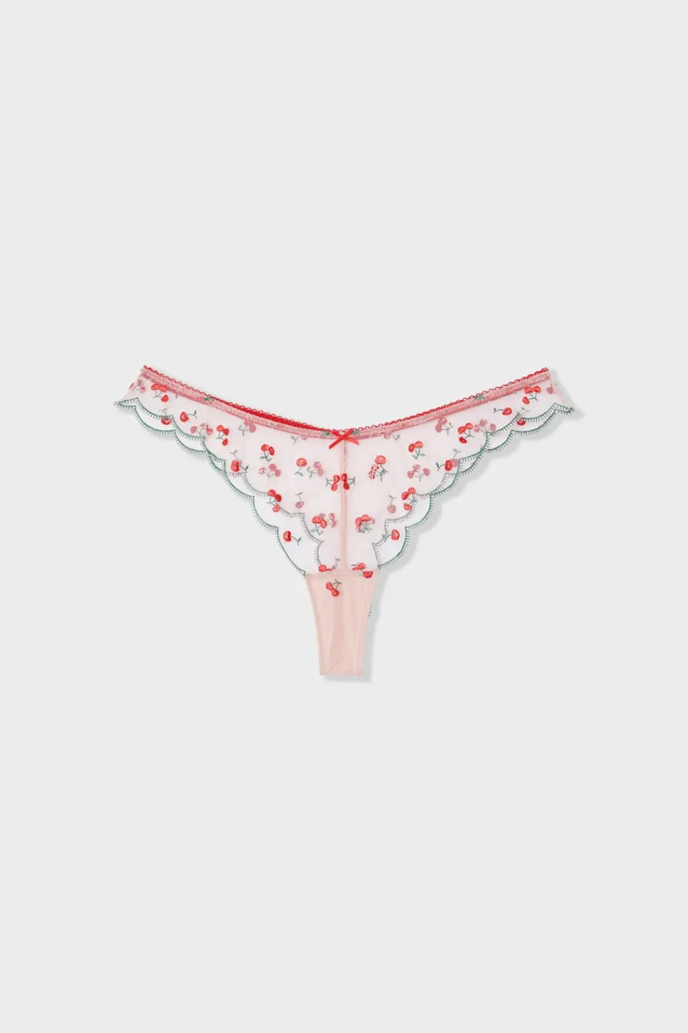 Hot ETAM Tanga con bordado ROSA EMPOLVADO
