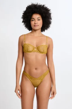 Sale ETAM Tanga con bordado floral AMARILLO &Aacute;CIDO