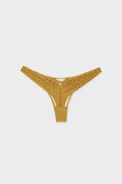 Sale ETAM Tanga con bordado floral AMARILLO &Aacute;CIDO