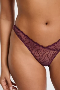 ETAM Tanga con bordado floral MORADO