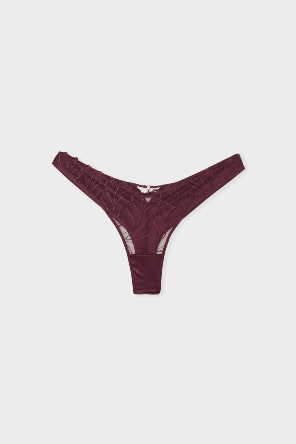 ETAM Tanga con bordado floral MORADO