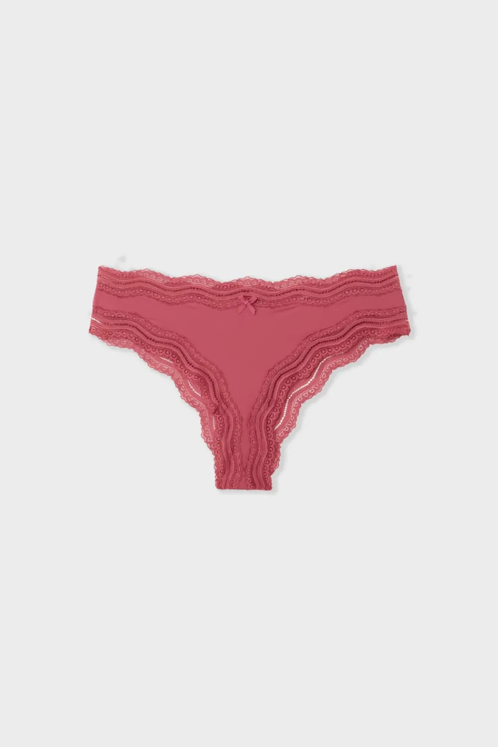 Hot ETAM Tanga con bordes de encaje de microfibra ROSA CARAMELO