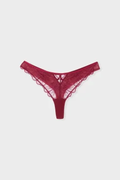 Outlet ETAM Tanga con detalles bordados BURDEOS GRANATE