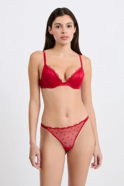Sale ETAM Tanga con detalles bordados ROJO