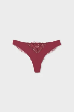 Online ETAM Tanga con detalles de encaje BURDEOS GRANATE