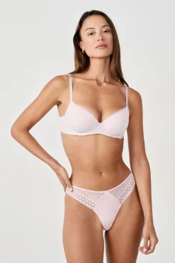 ETAM Tanga con detalles de encaje ROSA EMPOLVADO