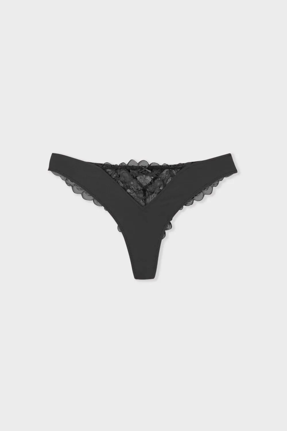 Sale ETAM Tanga con detalles de encaje NEGRO
