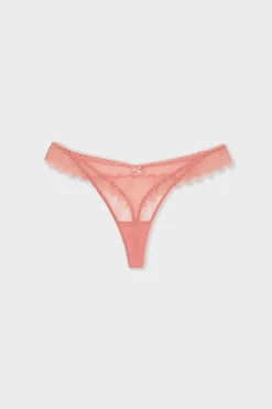 New ETAM Tanga con encaje ROSA