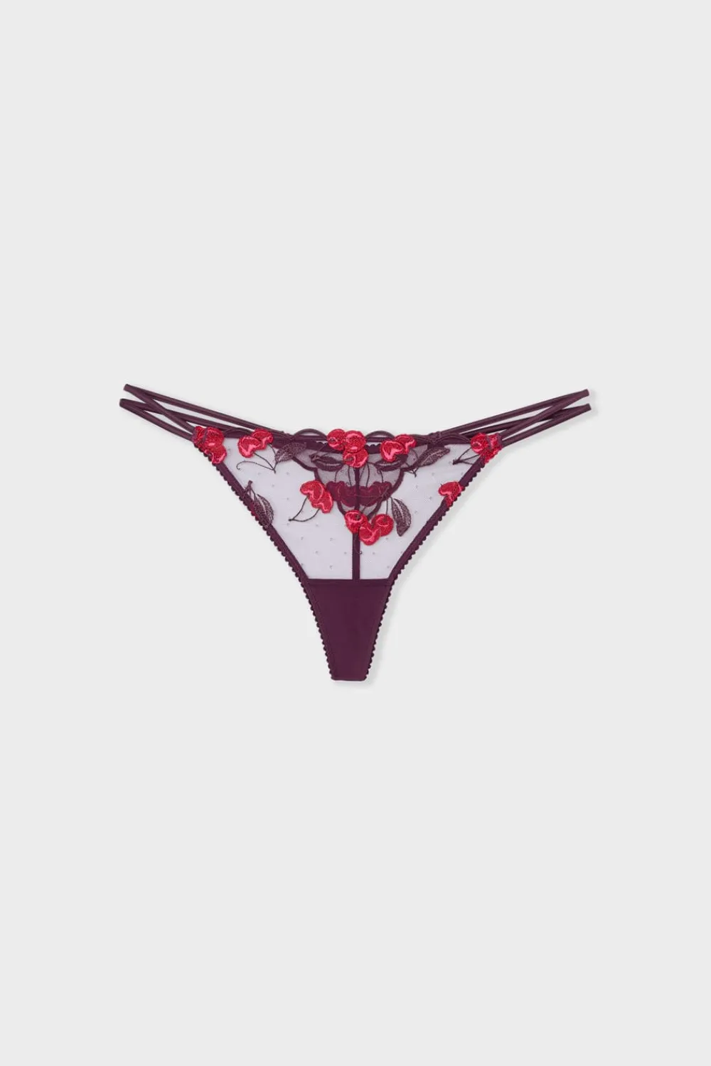 Hot ETAM Tanga con estampado de cerezas MORADO