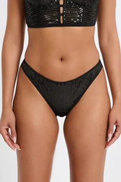 Hot ETAM Tanga con lentejuelas NEGRO