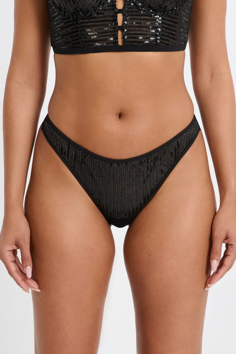 Hot ETAM Tanga con lentejuelas NEGRO