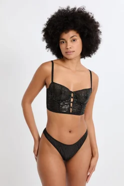 Hot ETAM Tanga con lentejuelas NEGRO