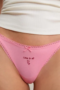 ETAM Tanga de algodón ROSA