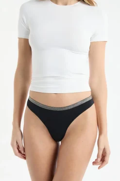 Hot ETAM Tanga de algodón NEGRO