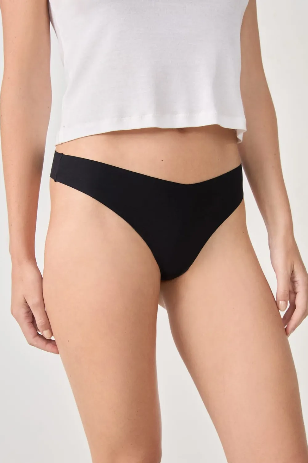 Best ETAM Tanga de algodón sin costuras NEGRO