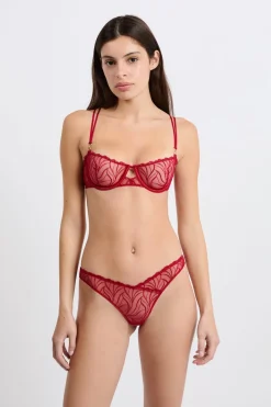 Online ETAM Tanga de bordado ROJO