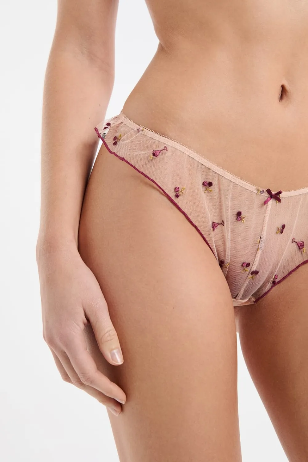 Online ETAM Tanga de bordado estampado BLUSH