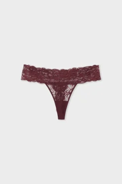 ETAM Tanga de encaje MORADO