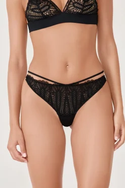 ETAM Tanga de encaje NEGRO