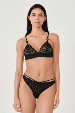 ETAM Tanga de encaje NEGRO