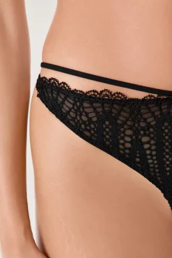 ETAM Tanga de encaje NEGRO