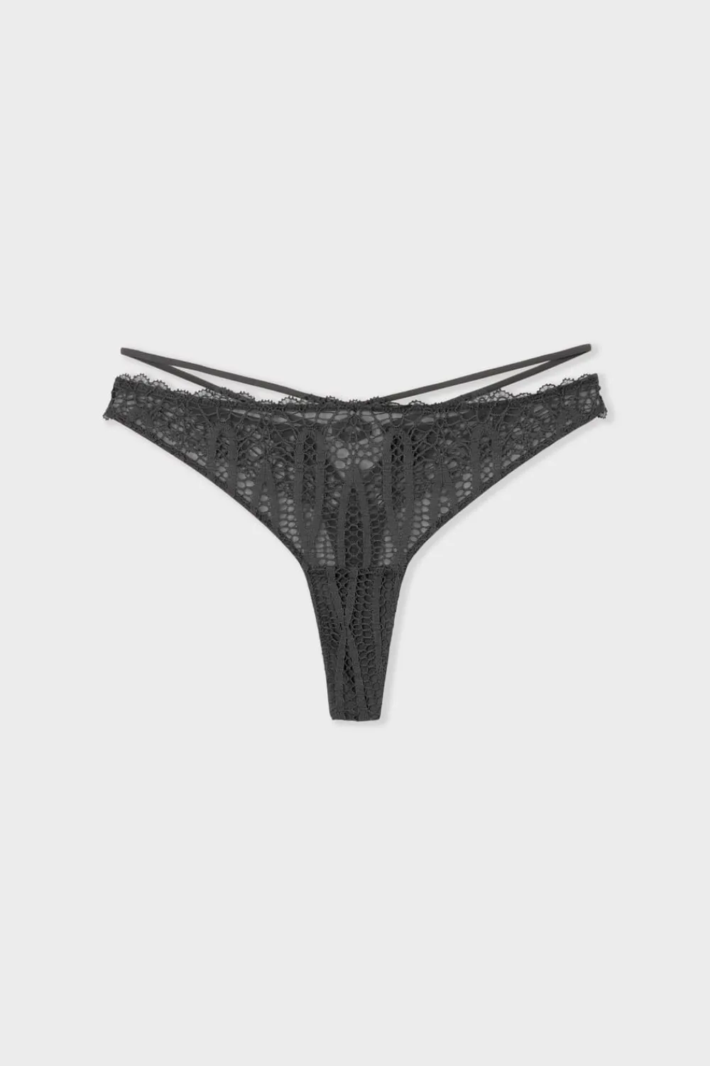 ETAM Tanga de encaje NEGRO