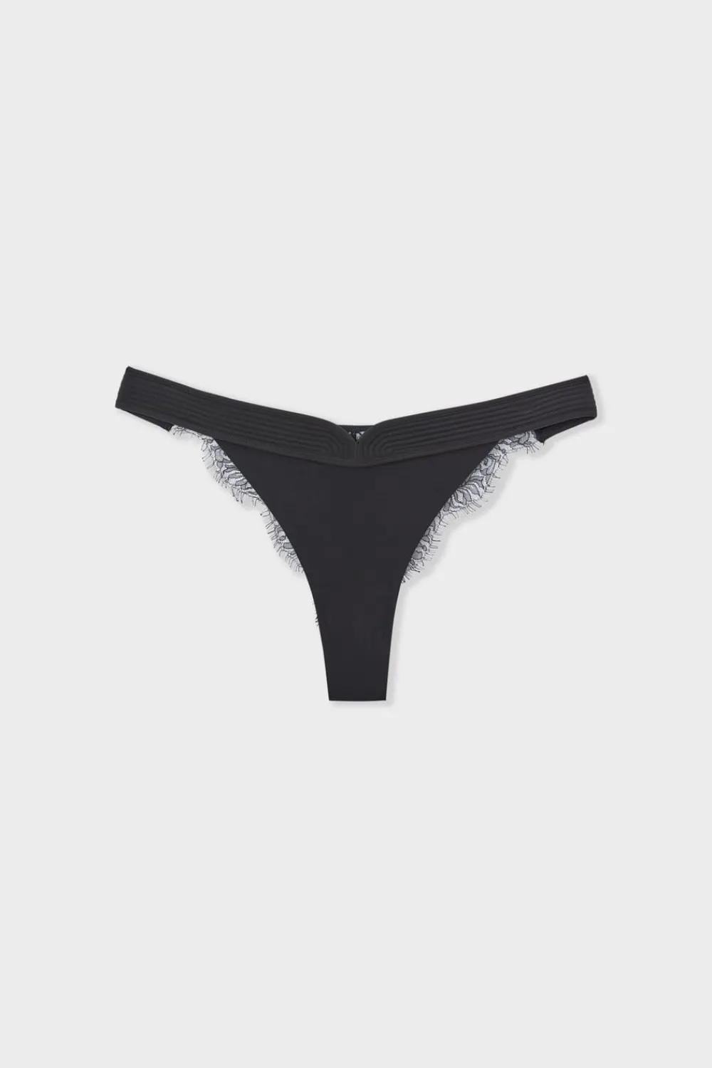 Online ETAM Tanga de encaje NEGRO