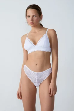 ETAM Tanga de encaje BLANCO