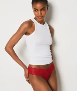 Clearance ETAM Tanga de encaje ROJO