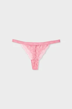 Outlet ETAM Tanga de encaje ROSA