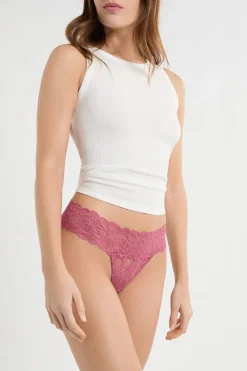 Online ETAM Tanga de encaje BLUSH