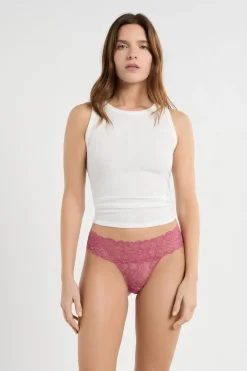 Online ETAM Tanga de encaje BLUSH